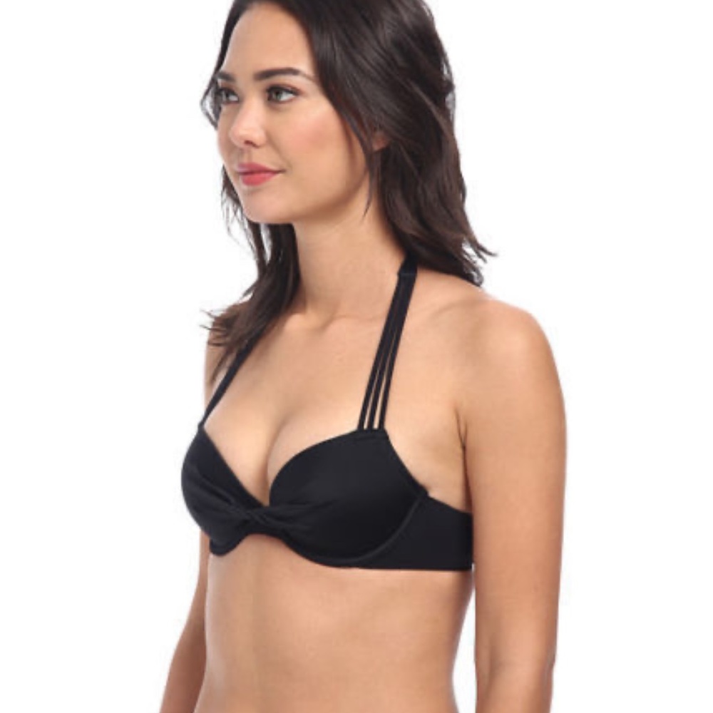 NEW $39 CHRISTIN MICHAELS 34 B BLACK SWIM UNDERWIRE TOP - Picture 2 of 7
